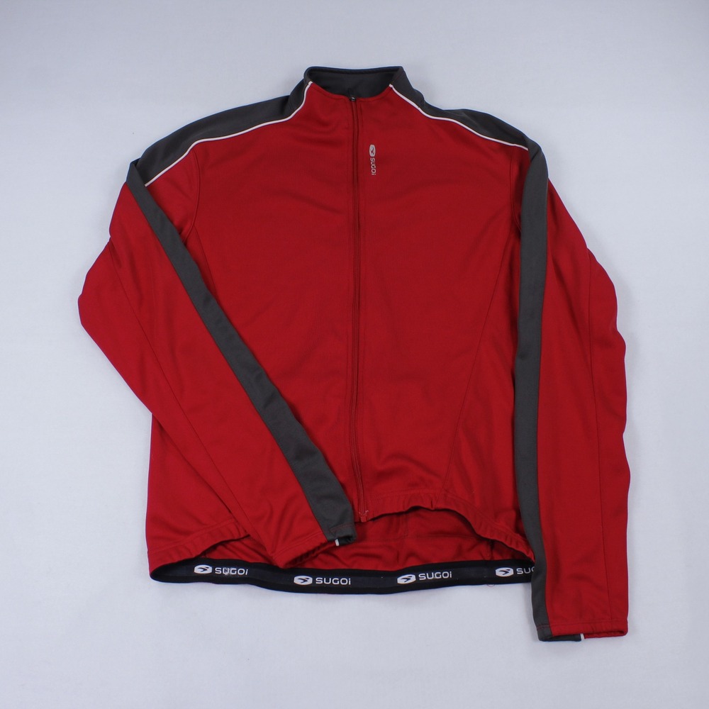 Sugoi Men's Cycling Jersey Jacket Red Black Size M Full Zip Performance